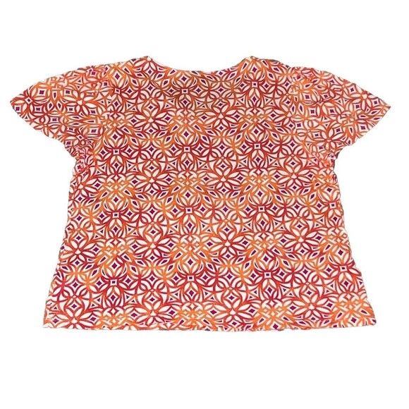 Chicos 2 Tunic Top Shirt Stretch Size L Pullover Orange‎ White Cotton Blend - Picture 3 of 7
